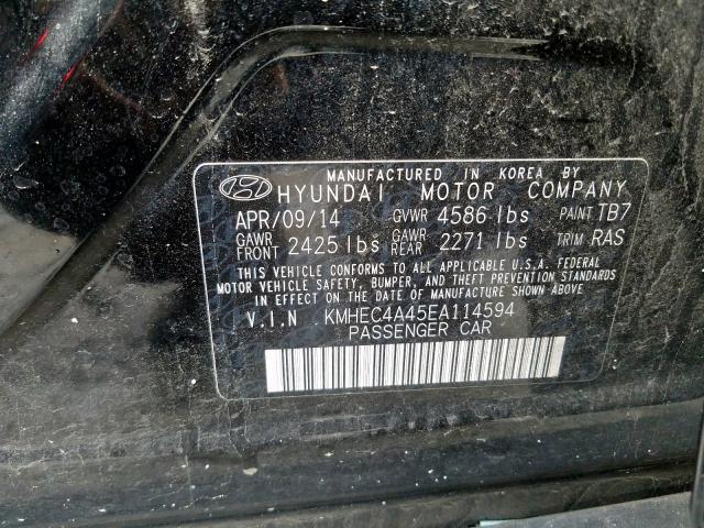 KMHEC4A45EA114594 - 2014 HYUNDAI SONATA HYBRID  photo 10