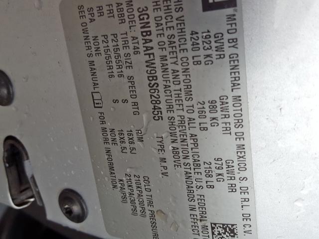 3GNBAAFW9BS628455 - 2011 CHEVROLET HHR LS  照片 10