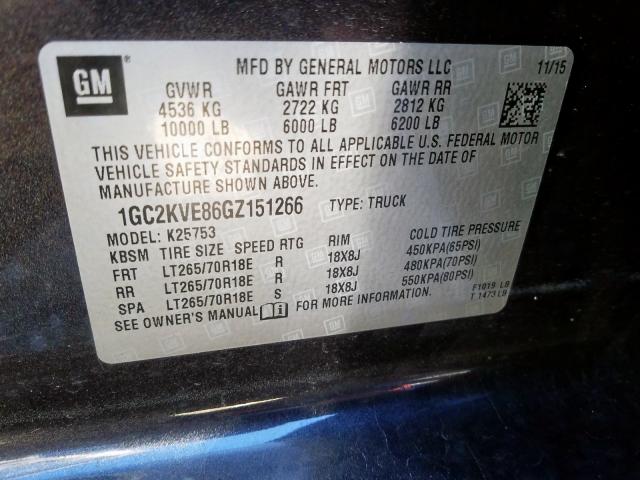 1GC2KVE86GZ151266 - 2016 CHEVROLET SILVERADO K2500 HEAVY DUTY LT  photo 10