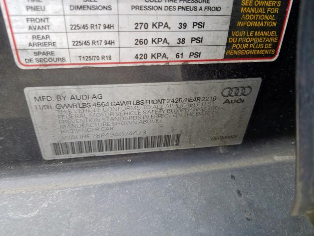 WAUHF78P49A074473 - 2009 AUDI A3 2.0T  photo 10