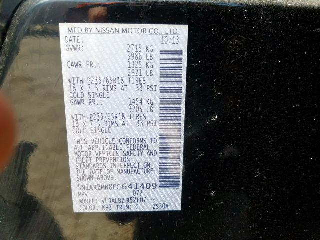 5N1AR2MN8EC641409 - 2014 NISSAN PATHFINDER S  照片 10