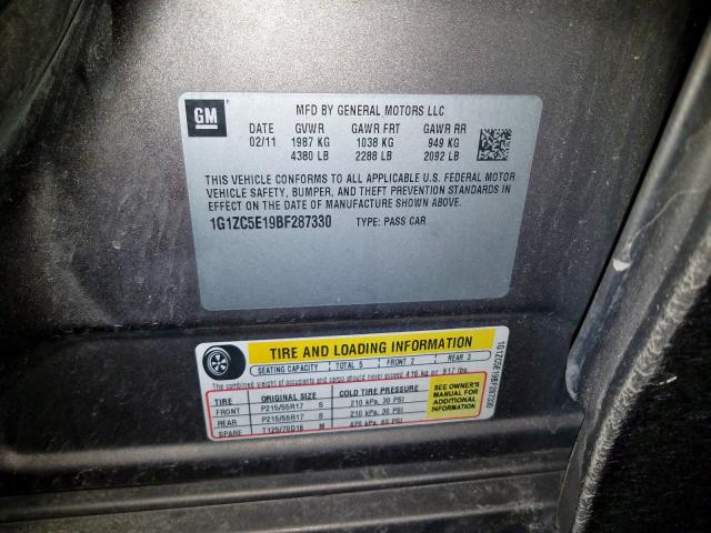 1G1ZC5E19BF287330 - 2011 CHEVROLET MALIBU 1LT  照片 10