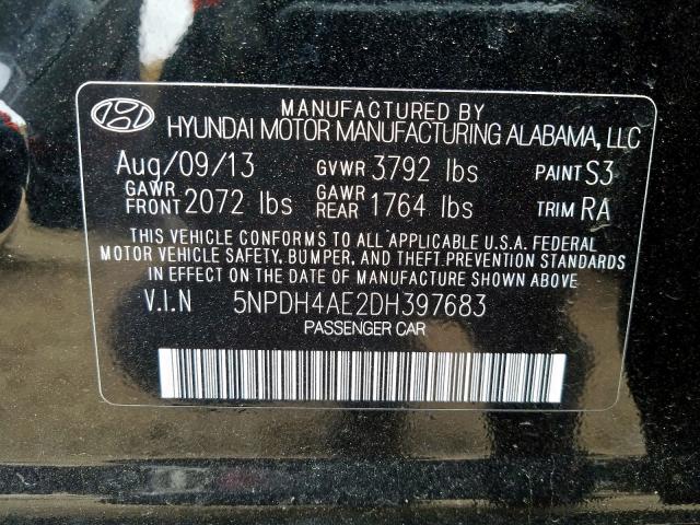 5NPDH4AE2DH397683 - 2013 HYUNDAI ELANTRA GLS  photo 10