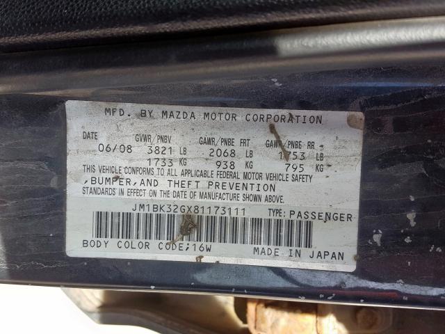 JM1BK32GX81173111 - 2008 MAZDA 3 I  photo 10