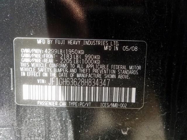 JF1GH63628H834347 - 2008 SUBARU IMPREZA OUTBACK SPORT  photo 10