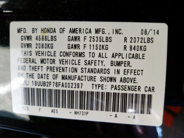 19UUB2F76FA002397 - 2015 ACURA TLX ADVANCE  照片 10