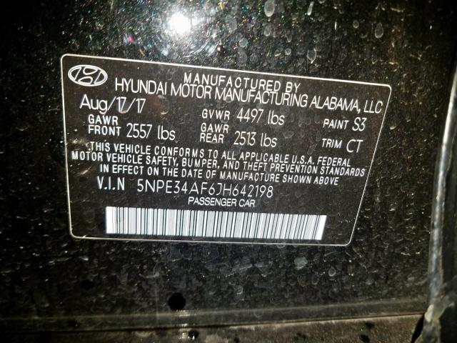 5NPE34AF6JH642198 - 2018 HYUNDAI SONATA SPORT  photo 10