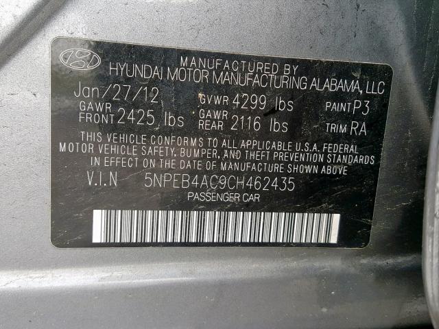 5NPEB4AC9CH462435 - 2012 HYUNDAI SONATA GLS  photo 10