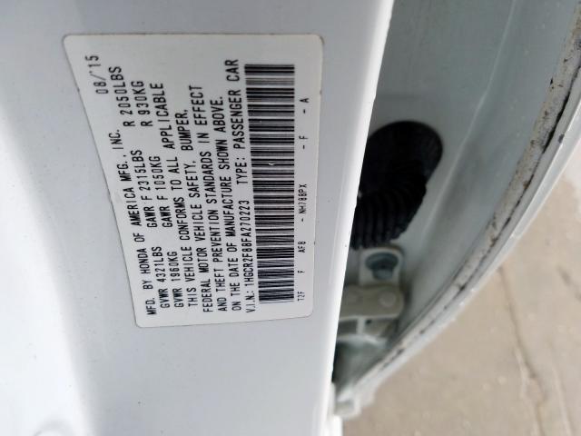 1HGCR2F88FA270223 - 2015 HONDA ACCORD EXL  photo 10