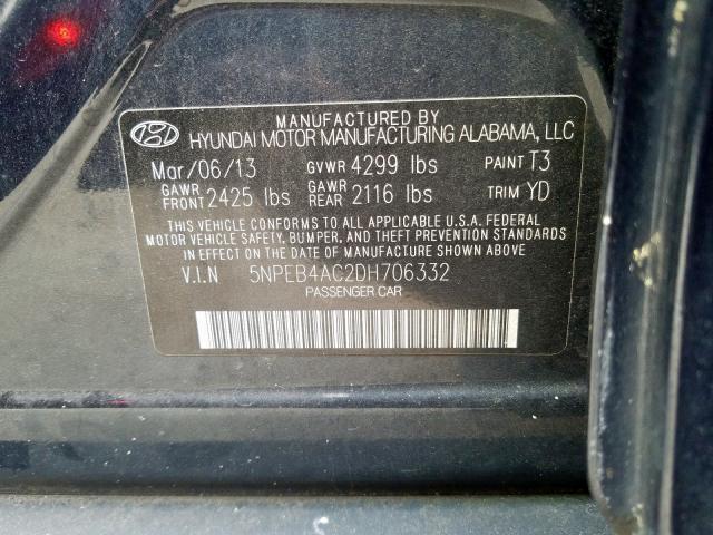 5NPEB4AC2DH706332 - 2013 HYUNDAI SONATA GLS  photo 10