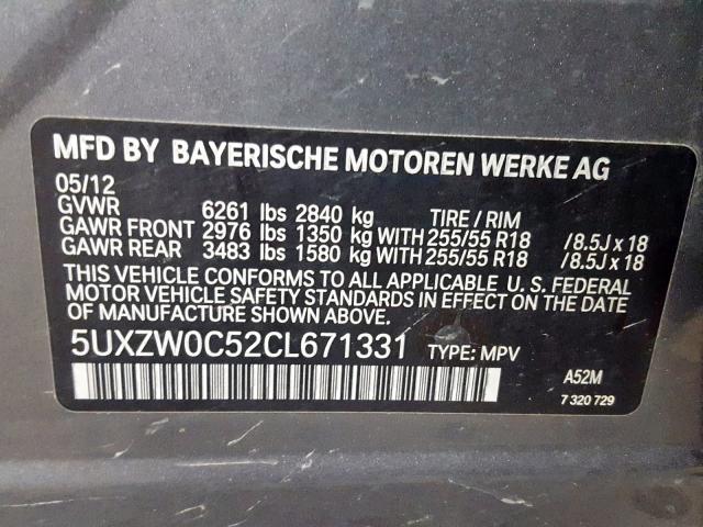 5UXZW0C52CL671331 - 2012 BMW X5 XDRIVE35D  foto 10