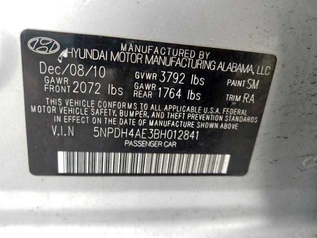 5NPDH4AE3BH012841 - 2011 HYUNDAI ELANTRA GLS  photo 10