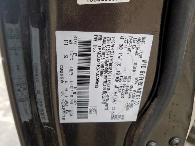 1FMEU31K67UA05813 - 2007 FORD EXPLORER SPORT TRAC XLT  photo 10