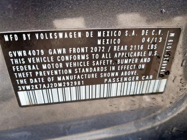 3VW2K7AJ2DM292981 - 2013 VOLKSWAGEN JETTA BASE  照片 10