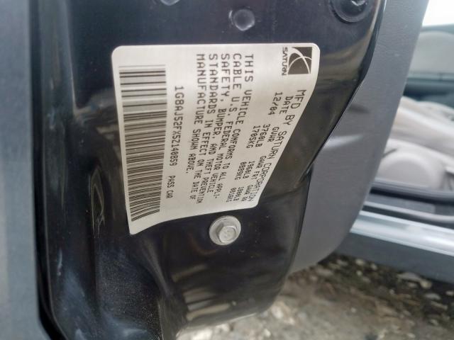 1G8AJ52FX5Z140859 - 2005 SATURN ION LEVEL 2  photo 10
