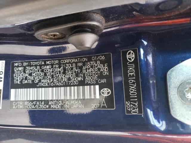 JTKDE167X60117230 - 2006 TOYOTA SCION TC 蓝色 照片 10