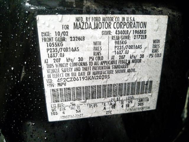 4F2CZ06193KM20285 - 2003 MAZDA TRIBUTE ES  照片 10