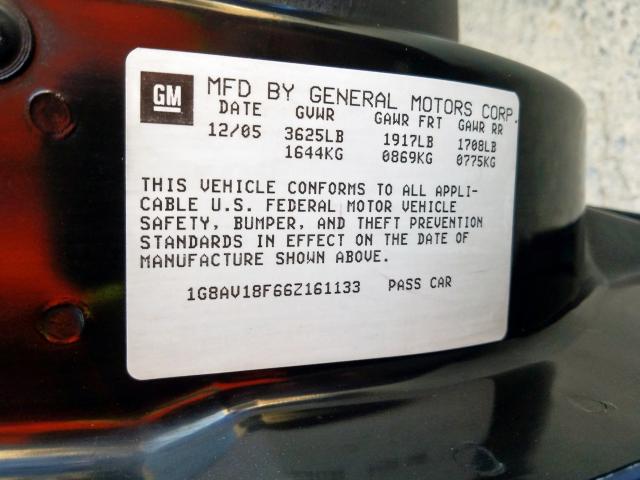 1G8AV18F66Z161133 - 2006 SATURN ION LEVEL 3  photo 10