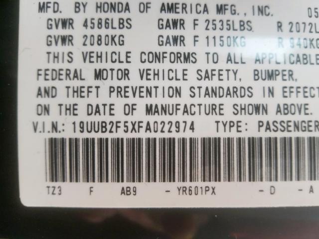 19UUB2F5XFA022974 - 2015 ACURA TLX TECH  photo 10