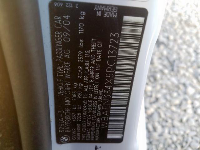 WBAEN334X5PC13723 - 2005 BMW 325 IT  photo 10