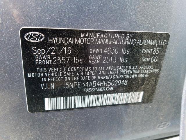 5NPE34AB4HH502948 - 2017 HYUNDAI SONATA SPORT  photo 10