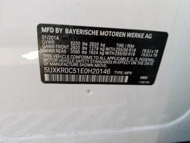 5UXKR0C51E0H20146 - 2014 BMW X5 XDRIVE35I  photo 10