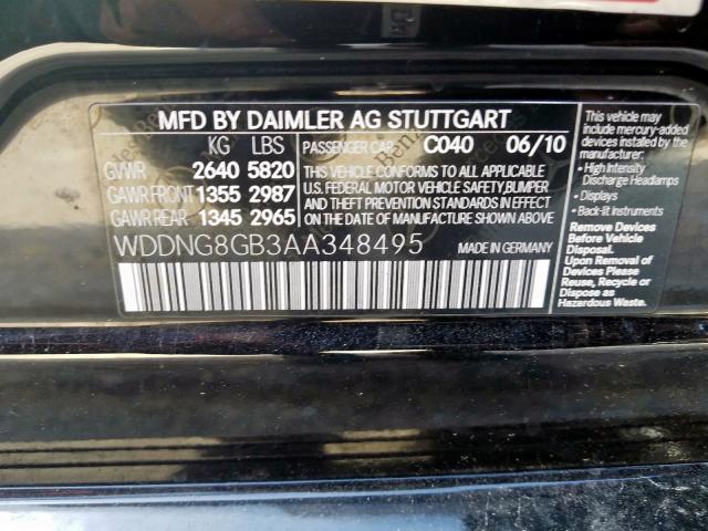 WDDNG8GB3AA348495 - 2010 MERCEDES-BENZ S 550 4MATIC  photo 10