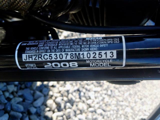 JH2RC53078M102513 - 2008 HONDA VT750 C2  photo 10