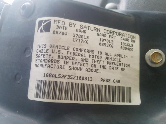 1G8AL52F35Z100813 - 2005 SATURN ION LEVEL 3  photo 10