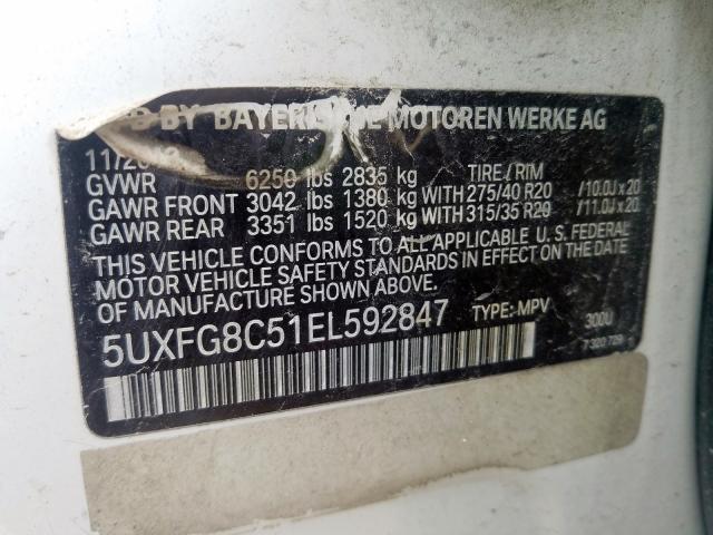 5UXFG8C51EL592847 - 2014 BMW X6 XDRIVE50I  photo 10