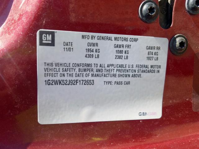 1G2WK52J92F172653 - 2002 PONTIAC GRAND PRIX SE  ფოტო 10