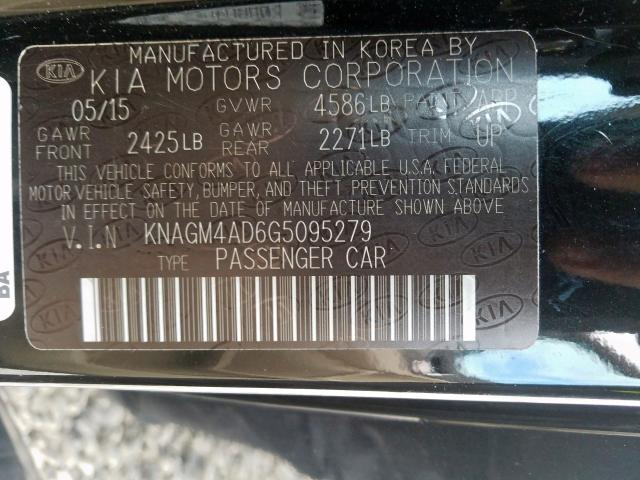 KNAGM4AD6G5095279 - 2016 KIA OPTIMA HYBRID  photo 10