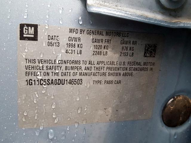 1G11C5SA0DU146503 - 2013 CHEVROLET MALIBU 1LT  照片 10