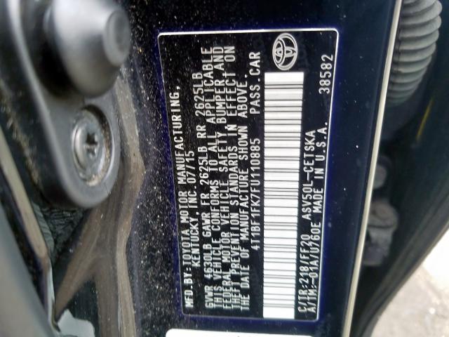 4T1BF1FK7FU110885 - 2015 TOYOTA CAMRY LE  photo 10