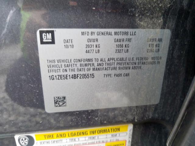 1G1ZE5E14BF205515 - 2011 CHEVROLET MALIBU LTZ  ფოტო 10