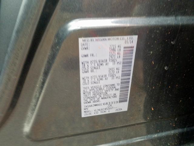5N1AR2MMXEC683359 - 2014 NISSAN PATHFINDER S  photo 10