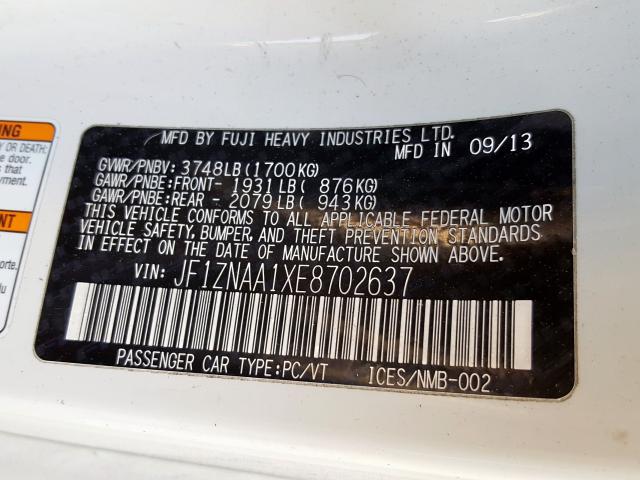 JF1ZNAA1XE8702637 - 2014 TOYOTA SCION FR-S  photo 10