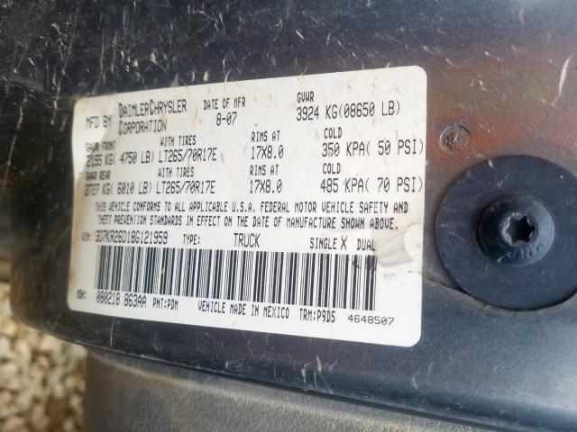 3D7KR26D18G121959 - 2008 DODGE RAM 2500 ST  photo 10