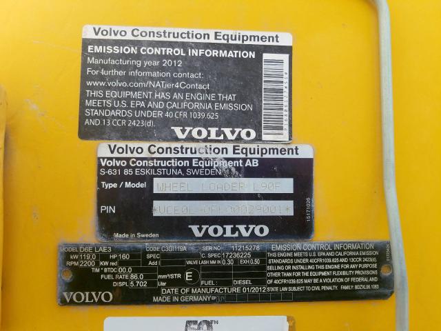 L90FV29001 - 2012 VOLVO L90F  photo 10