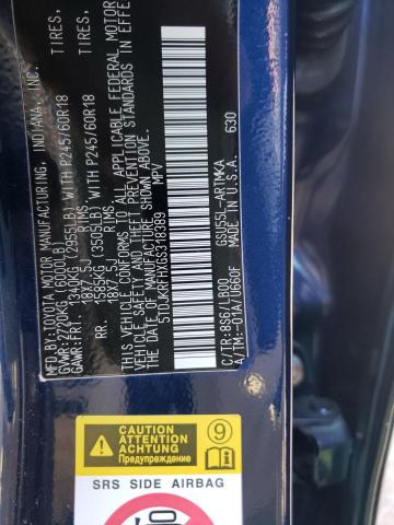 5TDJKRFHXGS318389 - 2016 TOYOTA HIGHLANDER XLE 蓝色 照片 10