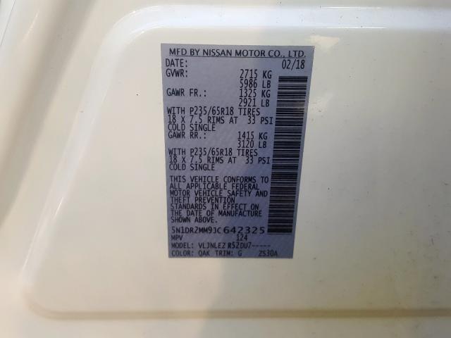 5N1DR2MM9JC642325 - 2018 NISSAN PATHFINDER S  照片 10
