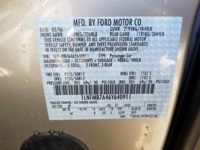 1LNFM87A46Y640911 - 2006 LINCOLN LS  照片 10