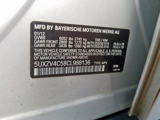 5UXZV4C58CL988136 - 2012 BMW X5 XDRIVE35I  fotoğraf 10