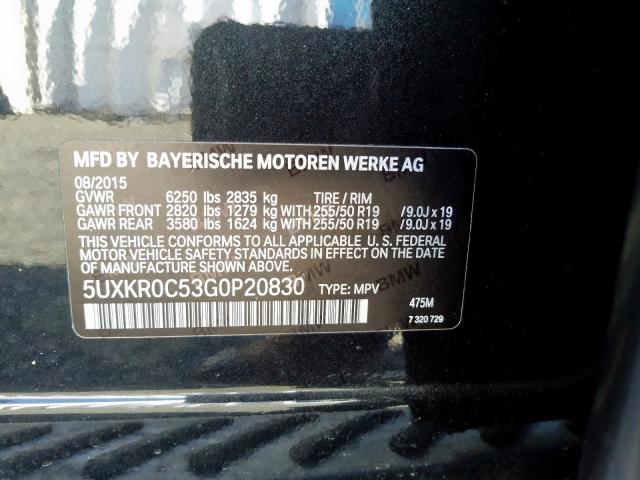 5UXKR0C53G0P20830 - 2016 BMW X5 XDRIVE35I  photo 10