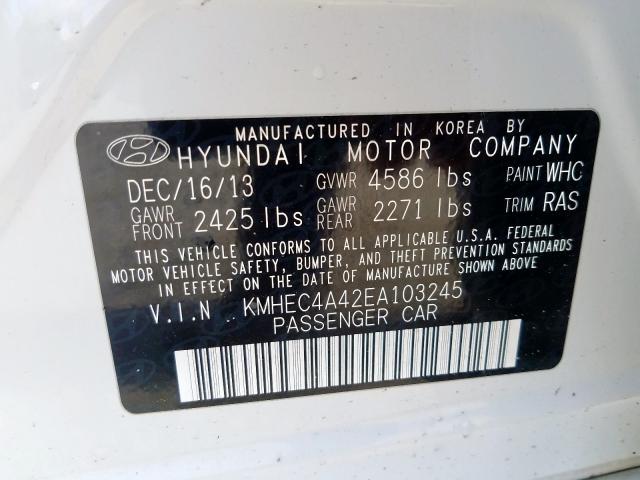 KMHEC4A42EA103245 - 2014 HYUNDAI SONATA HYBRID  photo 10