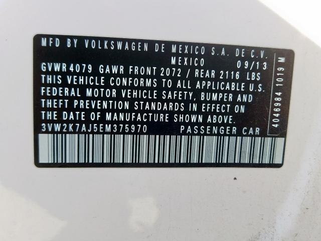 3VW2K7AJ5EM375970 - 2014 VOLKSWAGEN JETTA BASE  照片 10