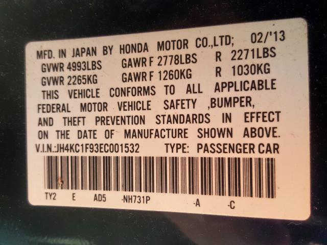 JH4KC1F93EC001532 - 2014 ACURA RLX ADVANCE  photo 10