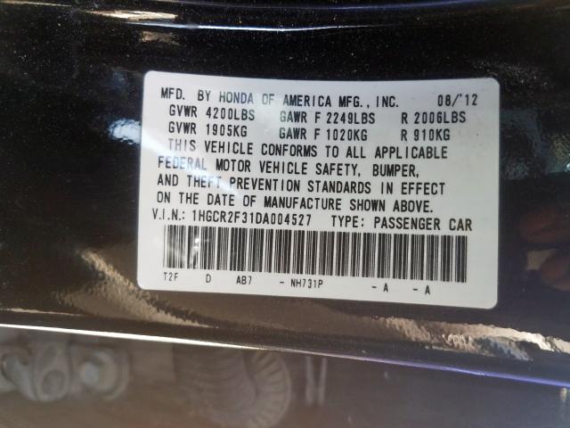 1HGCR2F31DA004527 - 2013 HONDA ACCORD LX  photo 10