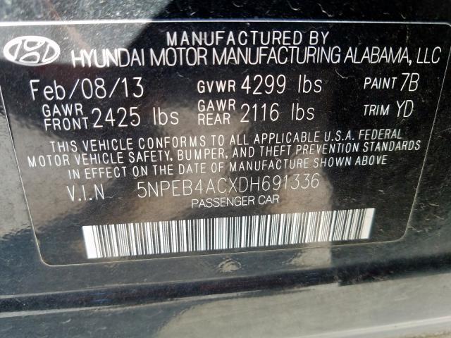 5NPEB4ACXDH691336 - 2013 HYUNDAI SONATA GLS  photo 10