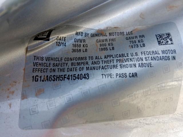1G1JA6SH5F4154043 - 2015 CHEVROLET SONIC LS  photo 10